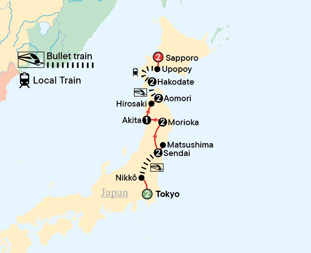 Map - Colours of Northern Japan - Kanto & Nebuta Festivals 2027